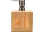 Berilo | Dispenser Di Sapone - Dispenser Di Liquidi - 15 X 10 X 6 Cm - Marrone - Con Pompa Dosatrice - Quadrato - Bambù