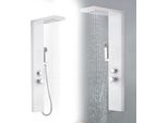 Sessamen-Lp Pannello Doccia Sistema Doccia Acciaio Inox Spazzolato Rubinetto Doccia Set Doccia Con Doccia A Pioggia, Doccia Massaggiante, Doccia A Cascata, Doccetta (Bianco)