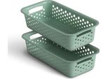 2 Pezzi Cestino 0,7L Con Manici - Senza Bpa - Organizzatore ( 20 X 10 X 5 Cm / Verde ) - Cestino Per Bagno Cucina Camera Da Letto, Cestino Per La Casa