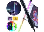 1 Pezzo - Faro A Frusta Led Da 3 Piedi Con Base A Molla - Frusta Rgb A Spirale Impermeabile A 360° Con Luce Di Marcia E 2 Bandiere - App E Telecomando - Per Utv, Atv, Moto, Rzr
