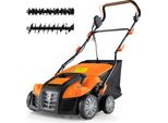 Arieggiatore Elettrico E Arieggiatore Costway 2In1, Arieggiatore Ambulante Con Raccoglitore Da 55L, Regolazione Dell'altezza A 3 Stadi E Profondità Di Lavoro A 5 Stadi, Arancione