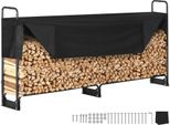 Porta Legna - Metallo - 259 X 36 X 117 Cm - Porta Legna - Struttura In Acciaio - Verniciato A Polvere - Porta Legna - 300 Kg - Con Copertura Impermeabile