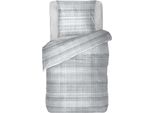 Biancheria Da Letto 2 Pezzi ( Zickzack Grey ) Copripiumino 135X200Cm + Federa 80X80Cm Set Piumino Con Cerniera, 100% Cotone