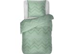 Biancheria Da Letto 2 Pezzi ( Zickzack Mint ) Copripiumino 135X200Cm + Federa 80X80Cm Set Piumino Con Cerniera, 100% Cotone