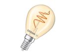 Osram Vintage 1906 Classic è Una Lampada Led Dimmerabile Di Colore Bianco Caldo A Forma Di Mini-Sfera Con Filamento A Spirale. Offre 4,9 W Per 470 Lm, Attacco E14, Vetro Color Oro, Diametro 45 Mm, 2200 K.