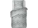 Biancheria Da Letto 2 Pezzi (Grigio Check) Copripiumino 135X200Cm + Federa 80X80Cm Con Cerniera, 100% Cotone
