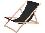 Lettino In Legno Di Faggio Woodok, Nero, Ideale Per Spiaggia, Balcone, Terrazza