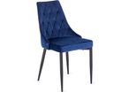Sedia Da Pranzo Imbottita "York"", In Blu Scuro Con Gambe Nere, 49 X 56 X 91 Cm"