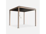 Pergola Bioclimatica 3X3M In Alluminio Con Lamelle Orientabili, Marrone Naturale
