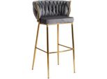 Sgabello Da Bar "Flora"" Per Sala Da Pranzo, Cucina, In Grigio Con Gambe Dorate, 60 X 56 X 104,5 Cm"