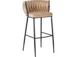 Sgabello Da Bar "Flora Ii"" Per Sala Da Pranzo, Cucina, In Beige Con Gambe Nere, 60 X 56 X 104,5 Cm"