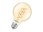Osram Vintage 1906 Globe è Una Lampada Led Dimmerabile Di Colore Bianco Caldo A Forma Di Sfera Con Filamento A Spirale. Offre 8 W Per 806 Lm, Attacco E27, Vetro Color Oro, Diametro 80 Mm, 2200 K, Eek F.