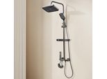 Set Doccia Cdglobal Con Rubinetto, Sistema Doccia Con Miscelatore Monocomando, Asta Doccia Regolabile E Soffione Angolare, Doccia A Pioggia Con Rubinetto, Nero