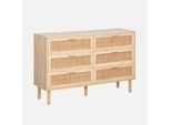 Cassettone Con Effetto Canna E Legno A 6 Cassetti
