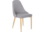 Sedia Da Pranzo Imbottita "Torin"", In Grigio Con Gambe Beige, 53 X 58 X 91 Cm"