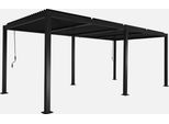 Pergola Bioclimatica 3X6M In Alluminio E Acciaio, Lamelle Orientabili, Nero