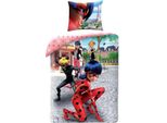 Halantex Miraculous Ladybug Marinette Cat Chat Noir - Set Copripiumino 140 X 200 Cm Con Federa 70 X 90 Cm - 100% Poliestere, Multicolore