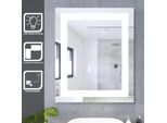 Sonni Specchio Da Bagno 60 X 50 Cm Con Illuminazione A Led A Risparmio Energetico Striscia Luminosa Smerigliata Incorporata Specchio Senza Rame E Senza Piombo Specchio Da Parete IP44