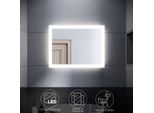 Sonni Specchio Da Bagno Con Illuminazione A Led A Risparmio Energetico 60X50Cm Specchio Senza Rame E Senza Piombo IP44 Bordi Smerigliati Striscia Luminosa Specchio Da Parete
