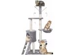 Albero Tiragraffi Con Scala Per Gatti 138 Cm Xl Grigio Albero Per Arrampicarsi Su Più Livelli 10967