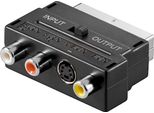 10X Goobay 50123 Adattatore Da Scart A Audio Video Composito E S-Video, In/Out, Spina Scart (21-Pin), Nero - Spina Scart (21-Pin) > 3X Presa Rca + Presa Mini-Din 4 (S-Video)