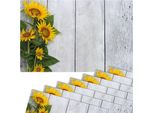 Set Di 8 Tovagliette Lavabili Effetto Legno Con Girasoli