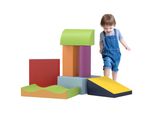 Homcom Morbido Set Di 7 Blocchi Da Costruzione In Schiuma Blocchi Da Costruzione Giganti Blocchi Da Costruzione Giocattolo In Schiuma Per Bambini Da 1 A 3 Anni Imitazione Di Pelle Epe