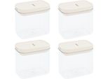Barattoli Krumble - Set Di 4 - 800 Ml - Barattoli Per La Conservazione - Barattoli Per La Conservazione - Coperchio Ermetico - Barattoli Per La Conservazione - Lavabili In Lavastoviglie - Plastica - Trasparente - Beige