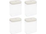 Barattoli Krumble - Set Di 4 - 1300 Ml - Barattoli Per La Conservazione - Barattoli Per La Conservazione - Coperchio Ermetico - Barattoli Per La Conservazione - Lavabili In Lavastoviglie - Plastica - Trasparente - Beige