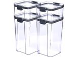 Set Di 4 Barattoli Krumble - 460 Ml + 460 Ml + 1300 Ml + 1300 Ml + 1300 Ml - Barattolo Di Stoccaggio - Barattoli Di Stoccaggio - Con Coperchio - Barattoli Di Stoccaggio - Plastica - Trasparente - Nero