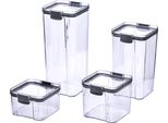 Set Di 4 Vasetti Krumble - 460 Ml + 700 Ml + 1300 Ml + 1800 Ml - Cassetta Di Conservazione - Vasetti Di Conservazione - Con Coperchio - Vasetti Di Conservazione - Plastica - Trasparente - Nero