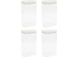 Barattoli Krumble - Set Di 4 -1800 Ml - Barattoli Per La Conservazione - Barattoli Per La Conservazione - Coperchio Ermetico - Barattoli Per La Conservazione - Lavabili In Lavastoviglie - Plastica - Trasparente - Beige