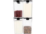 Barattoli Krumble Con Coperchio - Barattoli Per La Conservazione - 4 Pezzi - Plastica - 1300 Ml