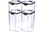 Set Di 4 Barattoli Krumble - 700 Ml + 700 Ml + 1300 Ml + 1300 Ml + 1300 Ml - Scatola Per Alimenti - Barattoli Per La Conservazione - Con Coperchio - Barattoli Per La Conservazione - Plastica - Trasparente - Nero