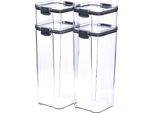 Set Di 4 Vasetti Krumble - 2 X 460 Ml E 2 X 1800 Ml - Cassetta Di Freschezza - Vasetti Di Conservazione - Con Coperchio - Vasetti Di Conservazione - Plastica - Trasparente - Nero