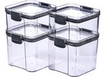Set Di 4 Barattoli Krumble - 460 Ml + 460 Ml + 700 Ml + 700 Ml + 700 Ml - Barattolo Di Stoccaggio - Barattoli Di Stoccaggio - Con Coperchio - Barattoli Di Stoccaggio - Plastica - Trasparente - Nero