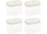 Barattoli Krumble - Set Di 4 - 500 Ml - Barattoli Per La Conservazione - Barattoli Per La Conservazione - Coperchio Ermetico - Barattoli Per La Conservazione - Lavabili In Lavastoviglie - Plastica - Trasparente - Beige
