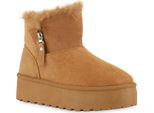 Van Hill Donna Stivali Invernali Foderati Caldi Stivaletti Scarpe Comode 841493, Colore: Marrone Chiaro, Taglia: 36