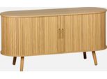 Mobile Tv Scandinavo Con 2 Ante Scorrevoli, 120Cm, Marrone Naturale