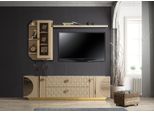 Mobile Tv Basso Beige Rtv Cassettiera+Ripiano A Muro Soggiorno Moderno Design Legno