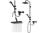 Granitan | Set Doccia Erie - Nero - Design Minimalista - Con Doccetta A 5 Funzioni
