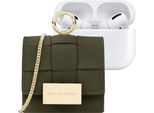 Ideal Of Sweden, Custodia Mini Per Airpods Modello Braided Adjustable Strap, Verde Cachi