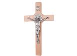 Croce Di San Benedetto In Legno Appesa Con Cristo Naturale 28X16X1,8Cm