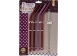 Set Di 4 Cannucce E Spazzola Per La Pulizia Excellent Houseware, Acciaio Inossidabile, 25 Cm, Rosso/Rosa