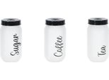 Set Di Contenitori Per Caffè/Zucchero/Tè Excellent Houseware, Vetro/Polipropilene, 9X19 Cm, 1 L, Trasparente/Nero