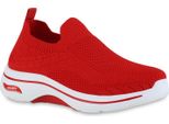 Van Hill Scarpe Sportive Da Donna Slip On Scarpe Sportive In Maglia Con Suola Profilata 841625, Colore: Rosso, Taglia: 36