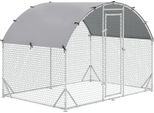Pawhut Recinto Per Polli Ruspanti In Acciaio, 280 X 190 X 197 Cm Gabbia Per Polli Con Copertura Resistente Ai Raggi Uv, Porta, Recinto Per 4-6 Polli, Piccoli Animali, Argento