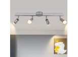 Zmh Led Faretto Da Soffitto Orientabile GU10 Argento Lucido Lampada Da Soffitto Faretto Da Soffitto 4 Luci Da Soffitto A Fiamma Industriale Soggiorno Camera Da Letto Cucina Lampadina Inclusa