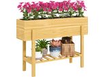 Letto Rialzato Outsunny Con Ripiano, Letto Rialzato Per Erbe Aromatiche Con Fori Di Drenaggio, Fioriera In Legno, Letto Per Verdure Resistente Alle Intemperie, Letto Da Giardino, Letto Per Piante Da Giardino, Balcone, 100 X 30 X 70,5 Cm Legno Naturale
