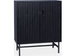Credenza Effetto Legno Con Scanalature Nere 2 Ante, 80Cm, Nero